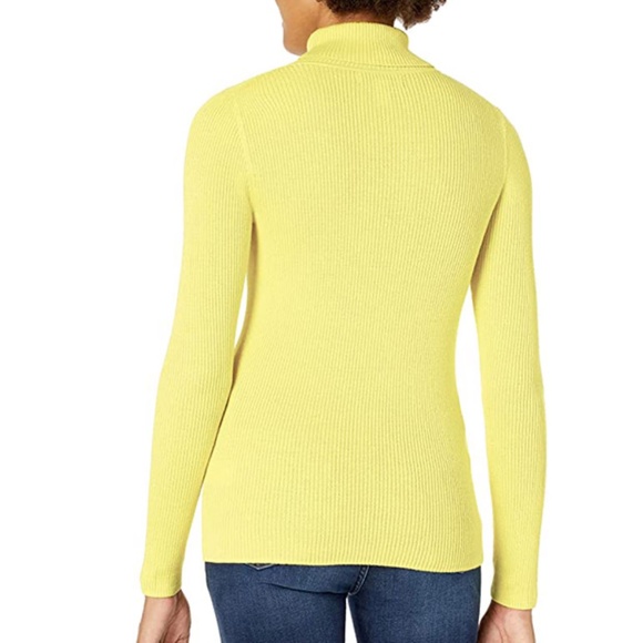 NEW: Yellow Fitted Rib Knit Turtleneck Sweater - Picture 4 of 4